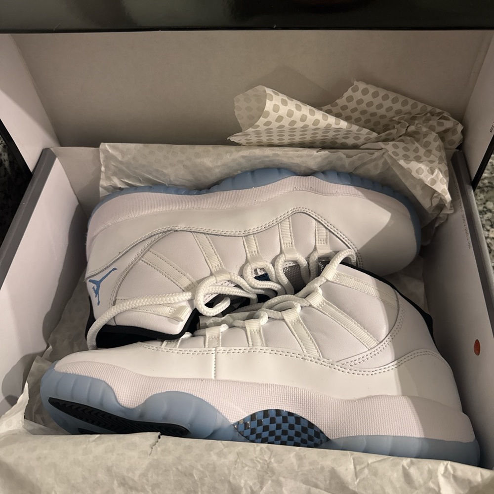 Jordan Kids White and Blue High-Top Sneakers